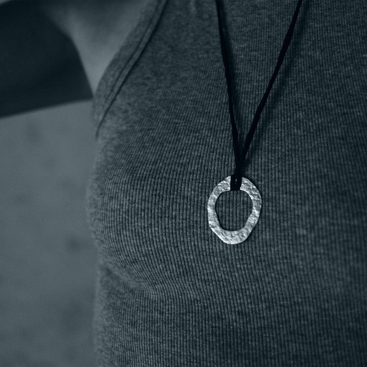 ANILLO Fine Silver Pendant on SIlk