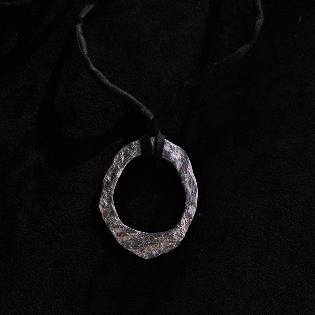 ANILLO Fine Silver Pendant on SIlk