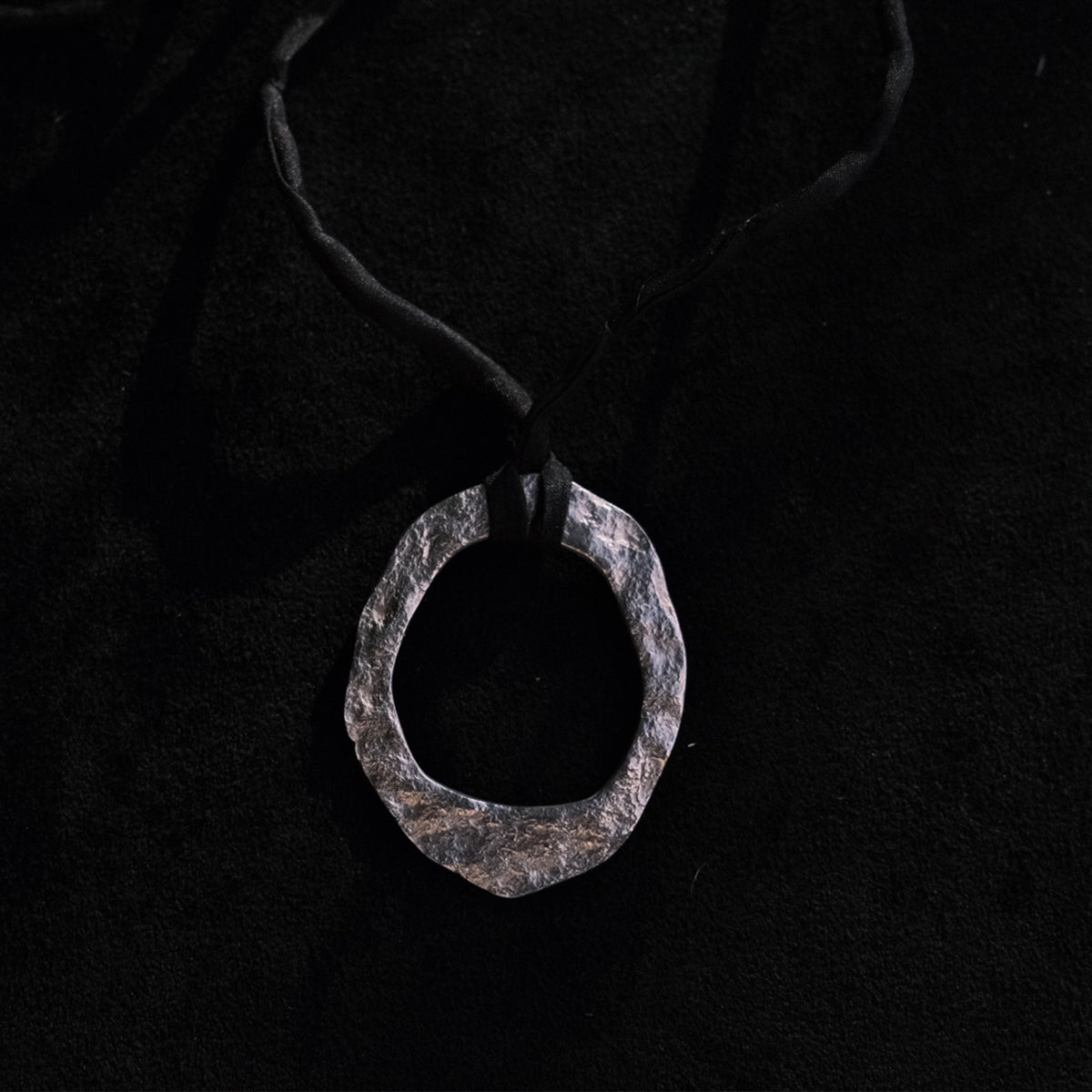 ANILLO Fine Silver Pendant on SIlk